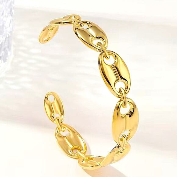 Gold Coffee Bean Mariner Cuff Bracelet - Picture 1 of 5